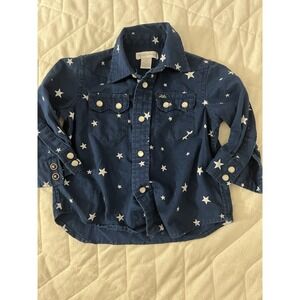 Ralph Lauren Toddler Pearl Snap Button Up Shirt 9m Blue White Stars